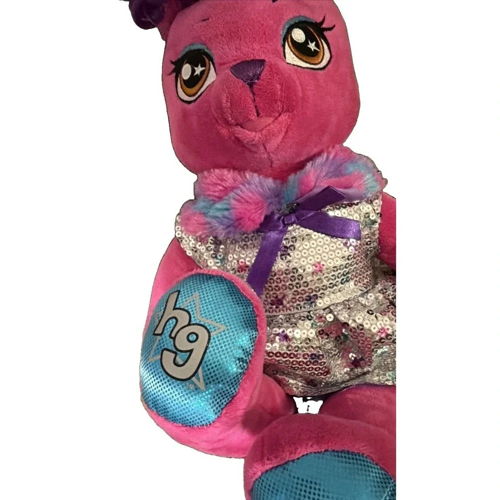 Build-A-Bear Honey Girls Risa Pink Bunny Plush 2018 Silver Sequin Star Dress 20